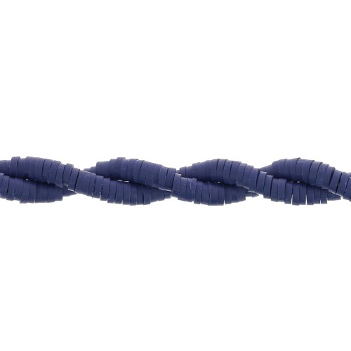 Perles rondelles Heishi en pâte polymère 4x1 mm - Bleu nuit x45cm
