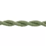 Perles Heishi rondelles  en pâte polymère 4x1 mm - Olive x45cm