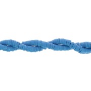 Perles rondelles Heishi en pâte polymère 4x1 mm - Bleu jean x45cm