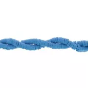 Perles rondelles Heishi en pâte polymère 4x1 mm - Bleu jean x45cm