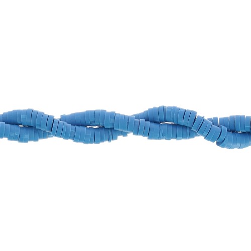 Perles Heishi rondelles  en pâte polymère 4x1 mm - Bleu jean x45cm