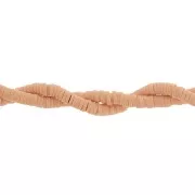 Perles rondelles Heishi en pâte polymère 4x1 mm - Nude orangé x45cm