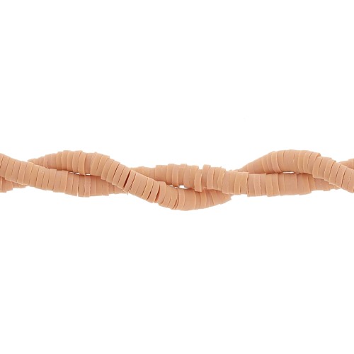 Perles rondelles Heishi en pâte polymère 4x1 mm - Nude orangé x45cm