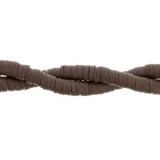 Perles Heishi rondelles  en pâte polymère 6x1 mm - Marron foncé x45cm