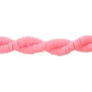 Perles rondelles Heishi en pâte polymère 6x1 mm - Rose vif x45cm