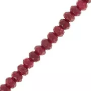Rondes aplaties facettées 6x4 mm pierre gemme  teintée - Quartz Bordeaux x35cm