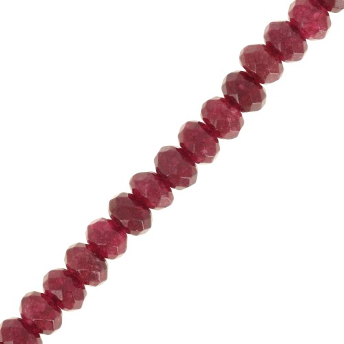 Rondes aplaties facettées 6x4 mm pierre gemme  teintée - Quartz Bordeaux x35cm