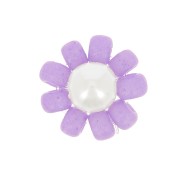 Fleur en perles de rocailles - marguerite - 10 mm - Violet - Blanc nacré x1|raw }}