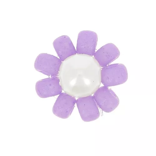 Fleur en perles de rocailles - marguerite - 10 mm - Violet - Blanc nacré x1