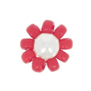 Fleur en perles de rocailles - marguerite - 10 mm - Rouge - Blanc nacré x1|raw }}