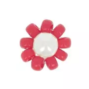 Fleur en perles de rocailles - marguerite - 10 mm - Rouge - Blanc nacré x1