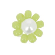 Fleur en perles de rocailles - marguerite - 10 mm - Vert clair - Blanc nacré x1|raw }}