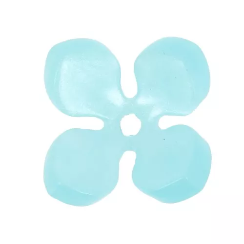 Perles fleur 13.5 mm en acétate - Bleu clair nacré x4