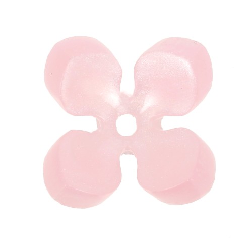 Perles fleur 13.5 mm en acétate - Rose clair nacré x4