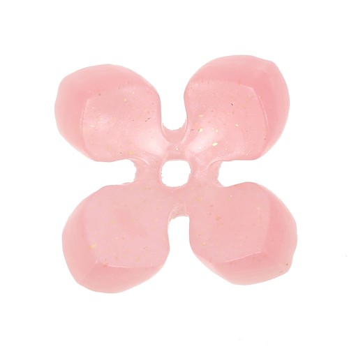 Perles fleur 13.5 mm en acétate - Saumon nacré x4