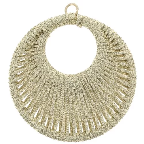 Pendentif rond avec fil tissé 48 mm - Doré x1