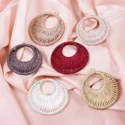 Pendentif rond avec fil tissé 48 mm - Doré x1