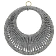 Pendentif rond avec fil tissé 43 mm - Gris foncé brillant x1