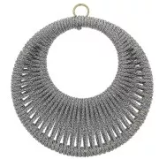 Pendentif rond avec fil tissé 43 mm - Gris foncé brillant x1