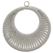 Pendentif rond  avec fil tissé 43 mm - Greige brillant x1|raw }}