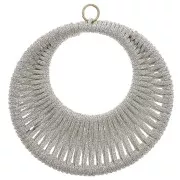Pendentif rond avec fil tissé 43 mm - Greige brillant x1