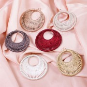 Pendentif rond  avec fil tissé 46 mm - Rouge brillant x1