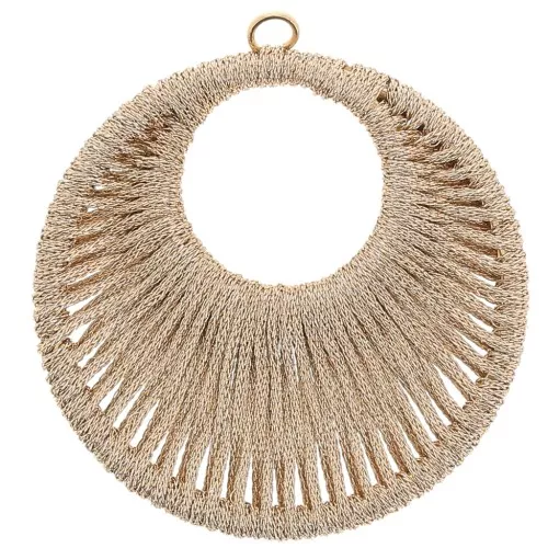 Pendentif rond avec fil tissé 46 mm - Doré rose x1