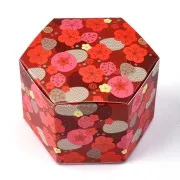 Boîte cadeau à monter soi-même 8.5x7.5x5.5 cm - Motif floral - Rouge - Multicolore