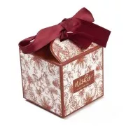 Boite à monter soi-même avec ruban pour bijoux 7x7 cm - motif fleurs - Brique