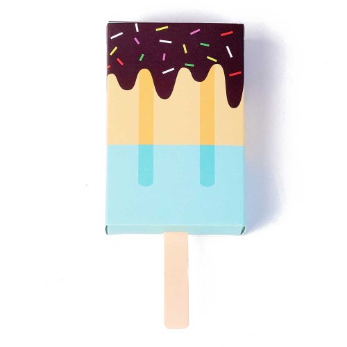 Boite forme glace à monter soi-même pour bijoux 10x7x3 cm - Marron - Jaune - Bleu