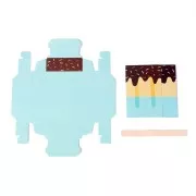 Boite forme glace à monter soi-même pour bijoux 10x7x3 cm - Marron - Jaune - Bleu