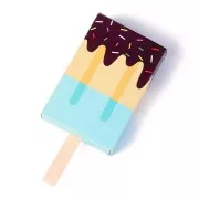 Boite forme glace à monter soi-même pour bijoux 10x7x3 cm - Marron - Jaune - Bleu