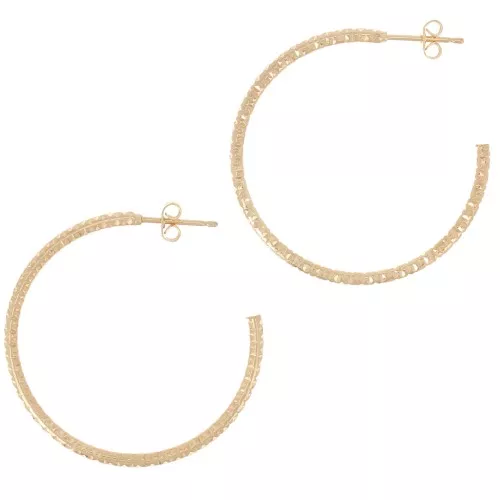 Créoles ouvertes diamantées 36 mm - Fil 2 mm -Doré à l'or fin x2
