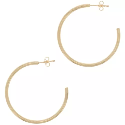 Créoles ouvertes 36 mm - Fil 2 mm - Doré à l'or fin x2