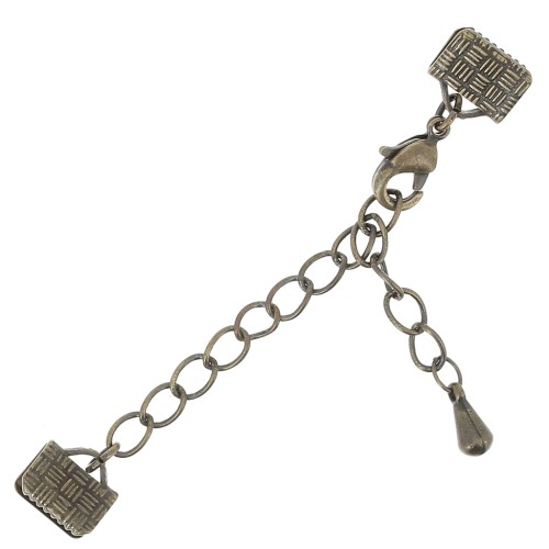 Fermoir mousqueton avec embouts à serrer 8 mm - Bronze x1