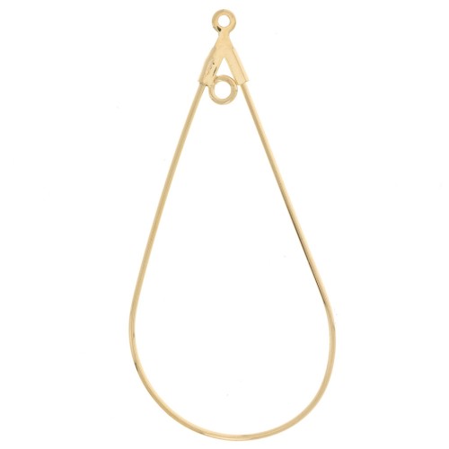 Supports boucles d'oreilles gouttes anneau 45x21 mm - Acier inox 316L Doré x2