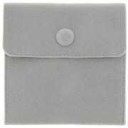 Pochette en velours avec bouton pression pour bijoux 100x95 mm - Gris x1