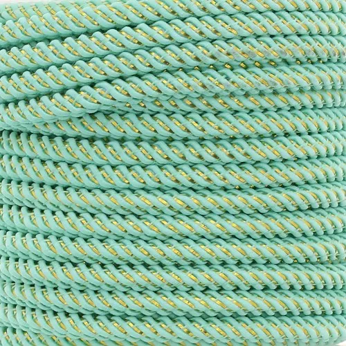Cordon en polyester tressé et fil métallisé 3 mm - Veraman - Doré x1m