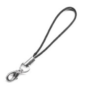 Attache pour téléphone portable avec mousqueton et dragonne de couleur noire x1|raw }}