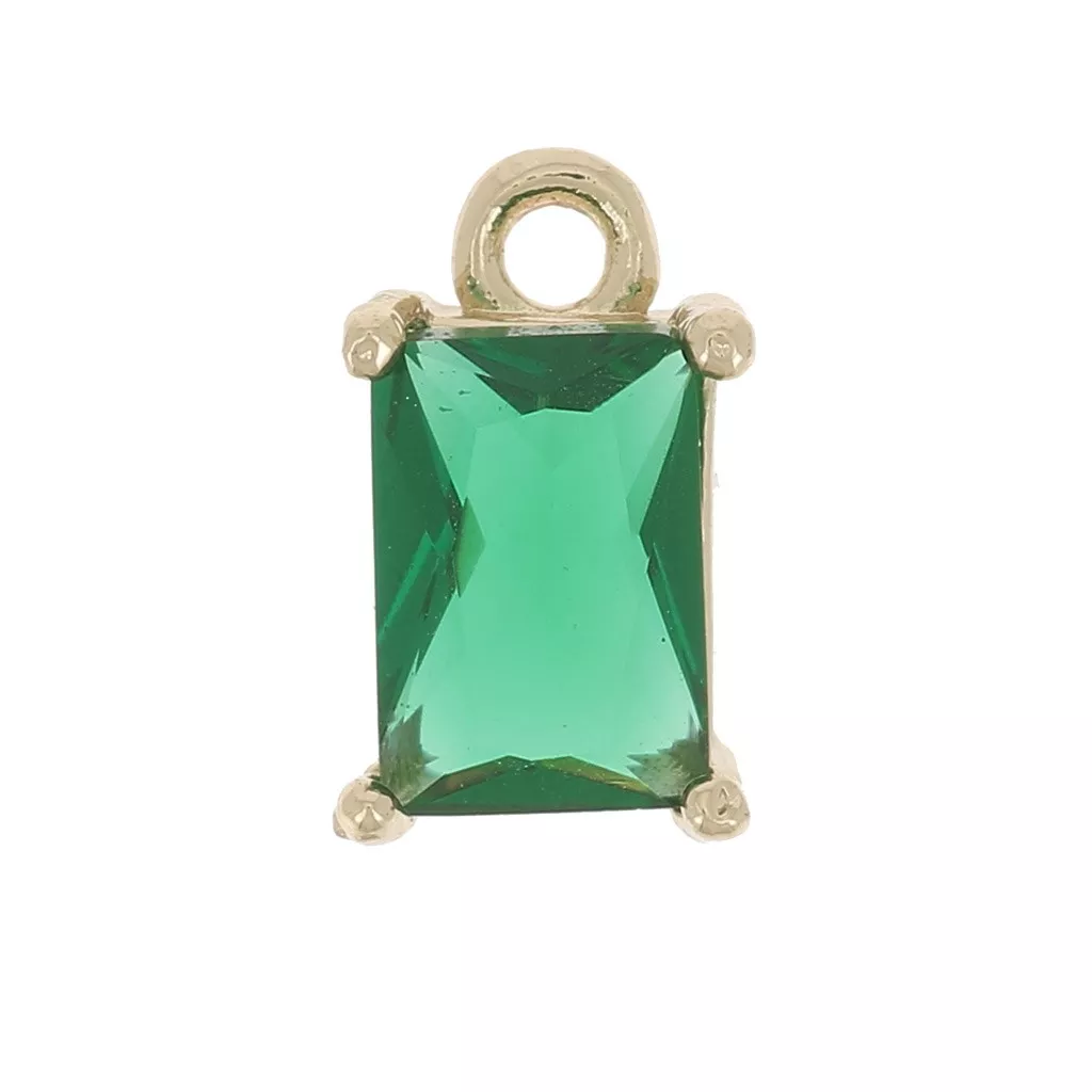 Broche Vintage Dorée Avec Strass, Cristal émeraude Et Perle Briolette - Occasion Bon état
