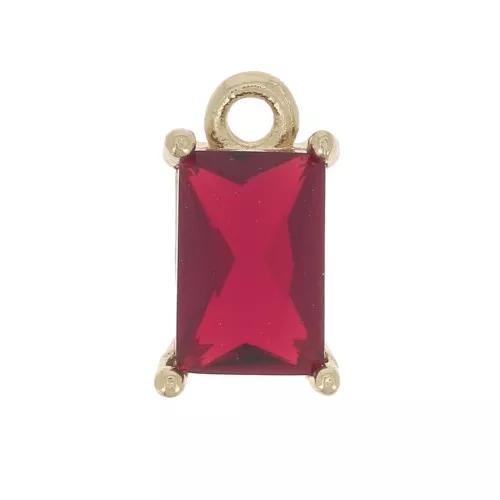 Mini breloque rectangle avec oxyde de zirconium 8.5x5 mm - Doré - Siam x1