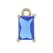 Mini breloque rectangle avec oxyde de zirconium 8.5x5 mm - Doré - Sapphire x1|raw }}