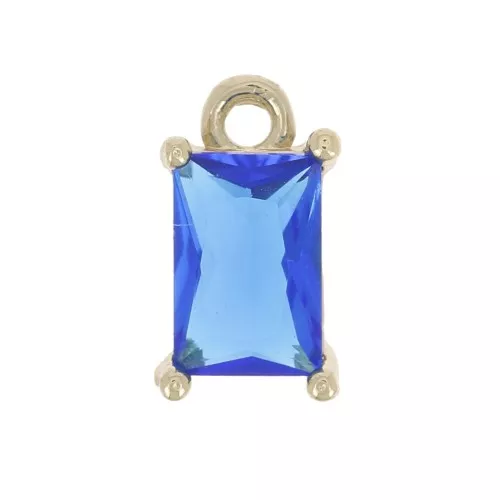 Mini breloque rectangle avec oxyde de zirconium 8.5x5 mm - Doré - Sapphire x1