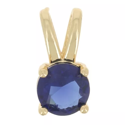 Pendentif rond avec Oxyde de Zirconium 6 mm - Doré - Sapphire x1
