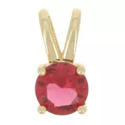 Pendentif rond avec Oxyde de Zirconium 6 mm - Doré - Fuchsia x1