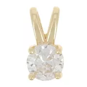 Pendentif rond avec Oxyde de Zirconium 6 mm - Doré - Crystal x1