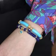 Pendentif coeur avec oxydes de Zirconium 14x11 mm - Doré - Crystal - Bleu clair x1