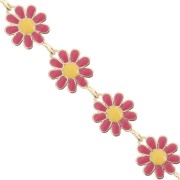 Chaîne Fantaisie motif marguerite résine époxy 10 mm Doré - Fuchsia - Jaune x99cm