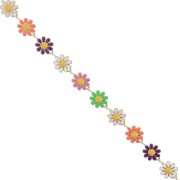 Chaîne Fantaisie motif marguerite résine époxy 10 mm - Doré - Multicolore x99cm|raw }}
