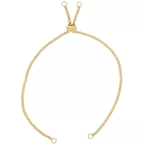 Bracelet réglable 20cm pour intercalaire - maille Jaseron - Acier Inox 304 Doré x1